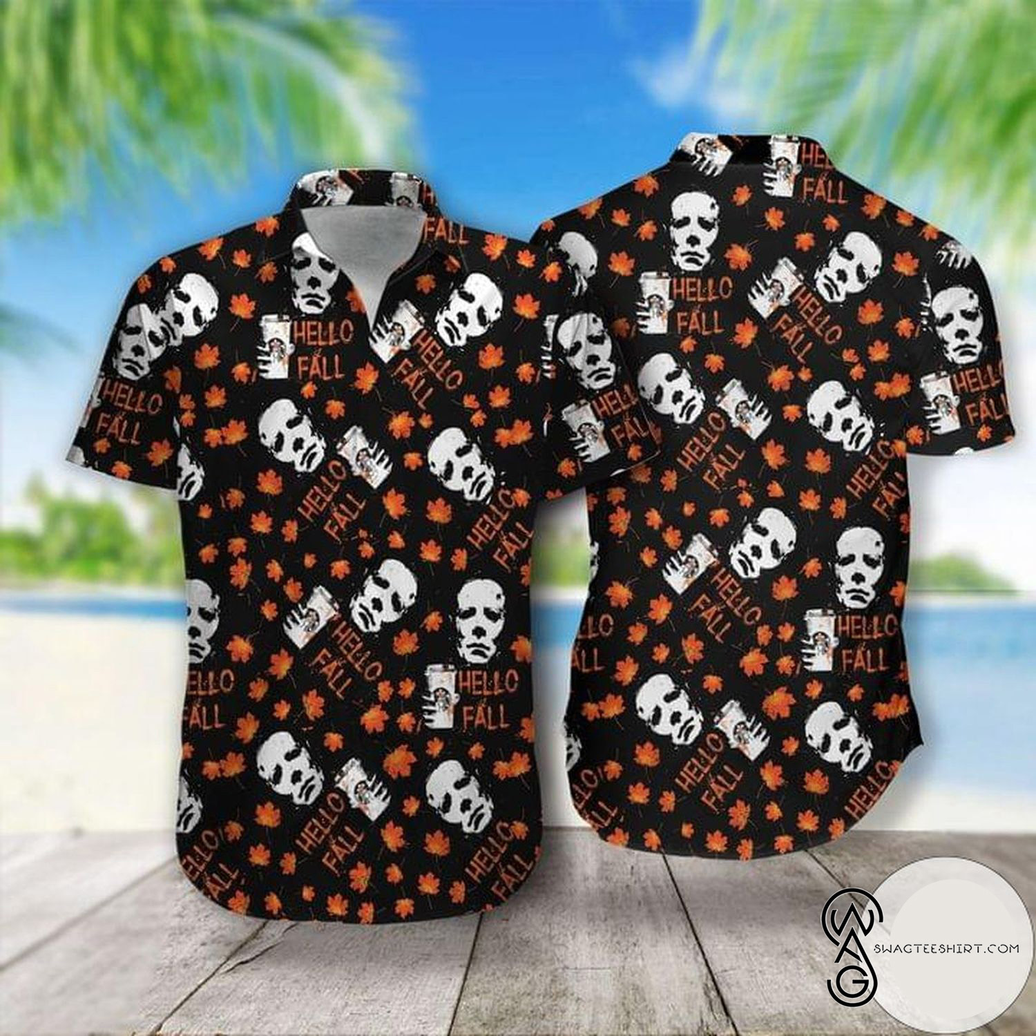 [Top Trending] Hello Fall Michael Myers Halloween Casual Summer Beach Full Printing Hawaiian Shirt